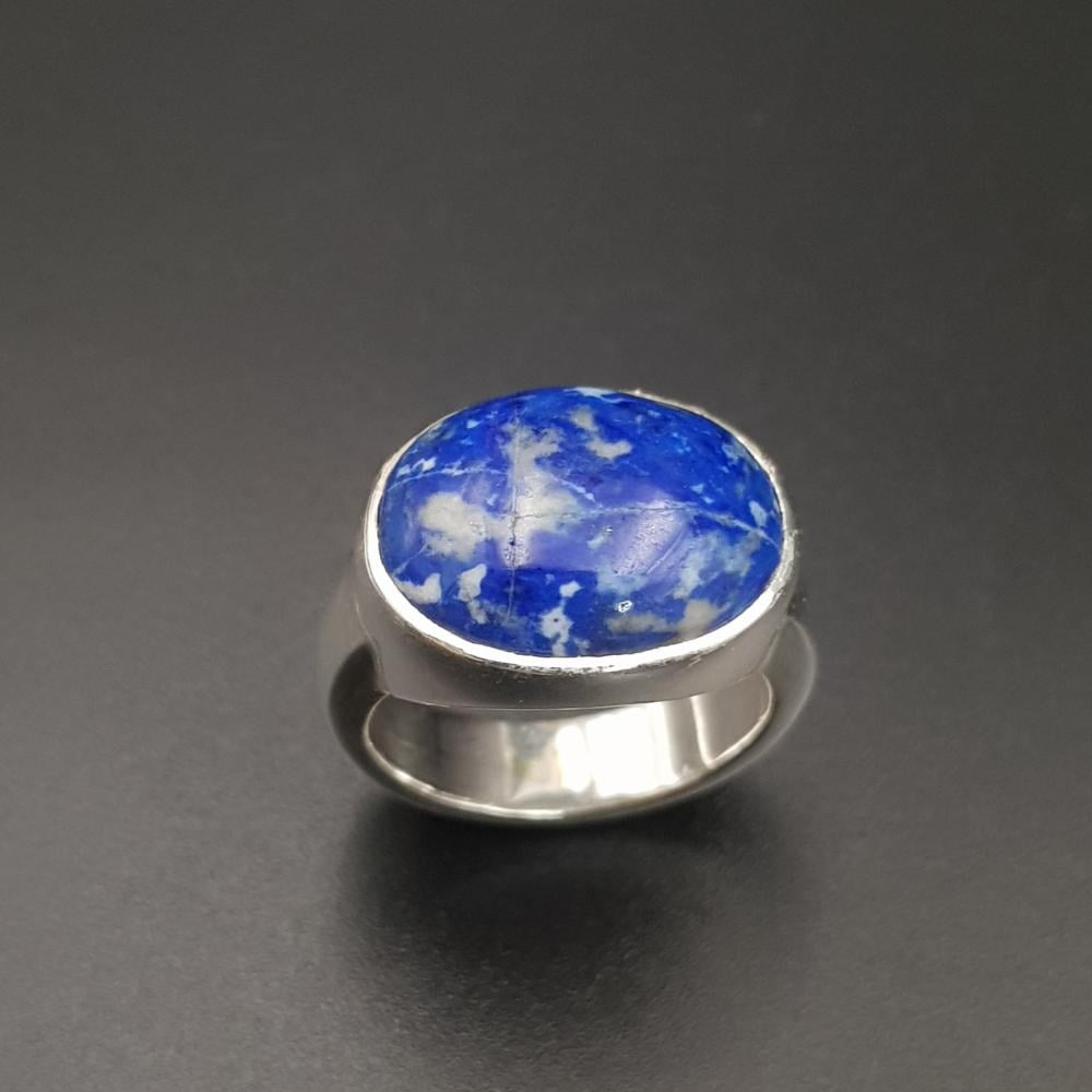 خاتم ملكي بحجر لازورد طبيعي فضة 925