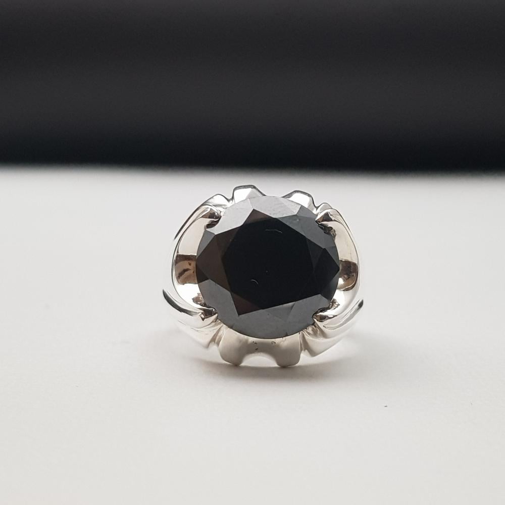 خاتم بلاك موزنايت فضة عيار 925