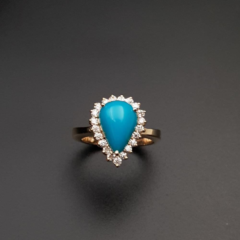 خاتم فيروز ايراني طبيعي صافي فضة عيار 925