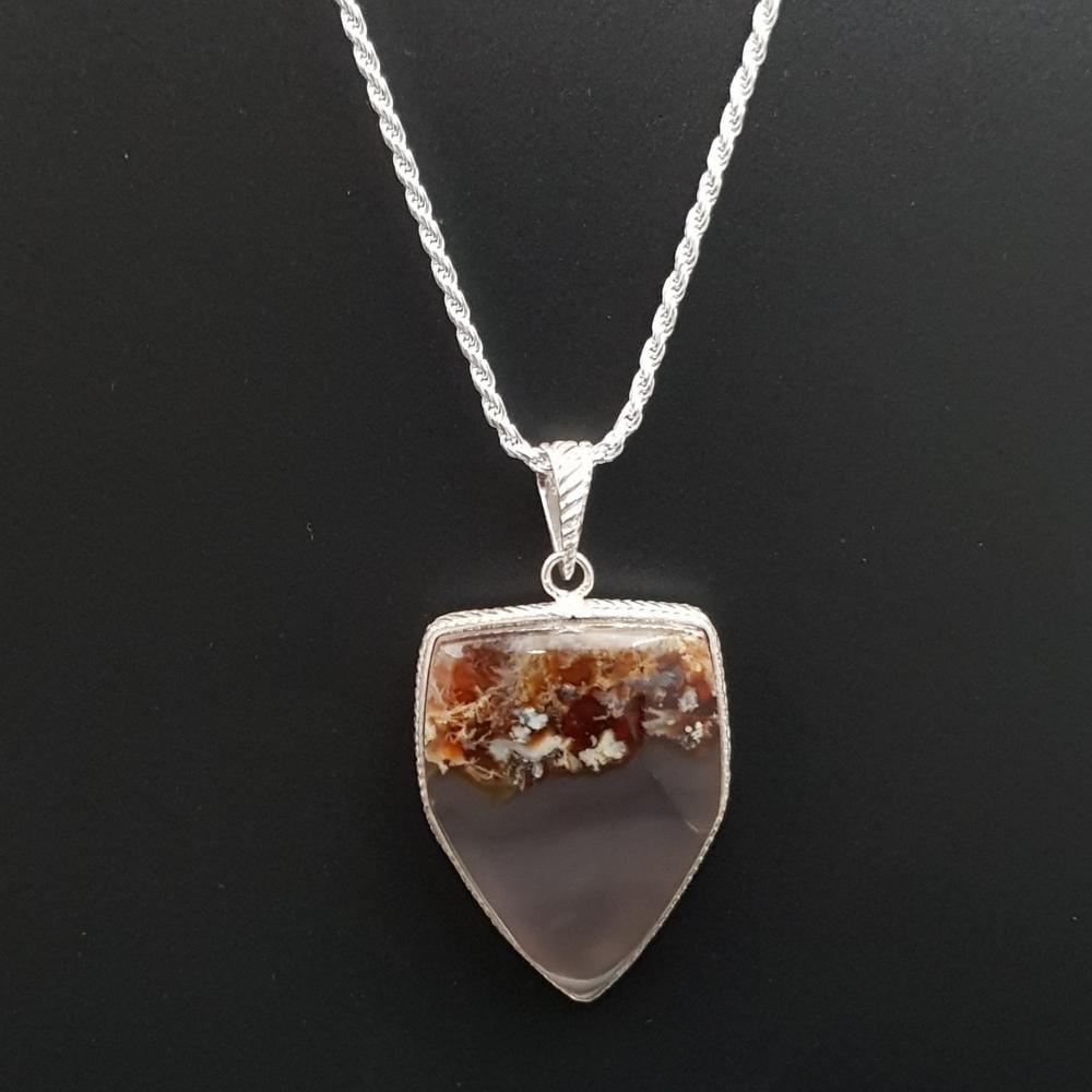 تعليقة عقيق يماني طبيعي فضة 925