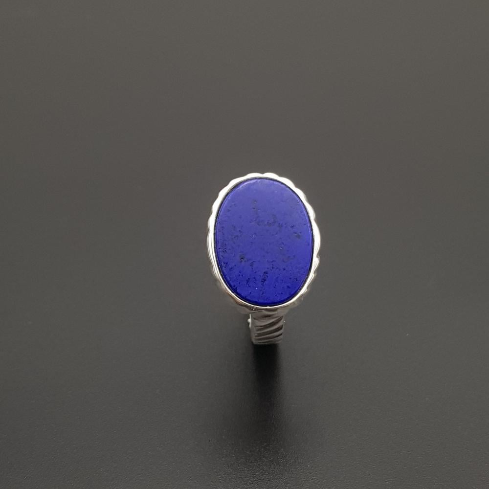 خاتم ملكي بحجر لازورد طبيعي فضة عيار 925