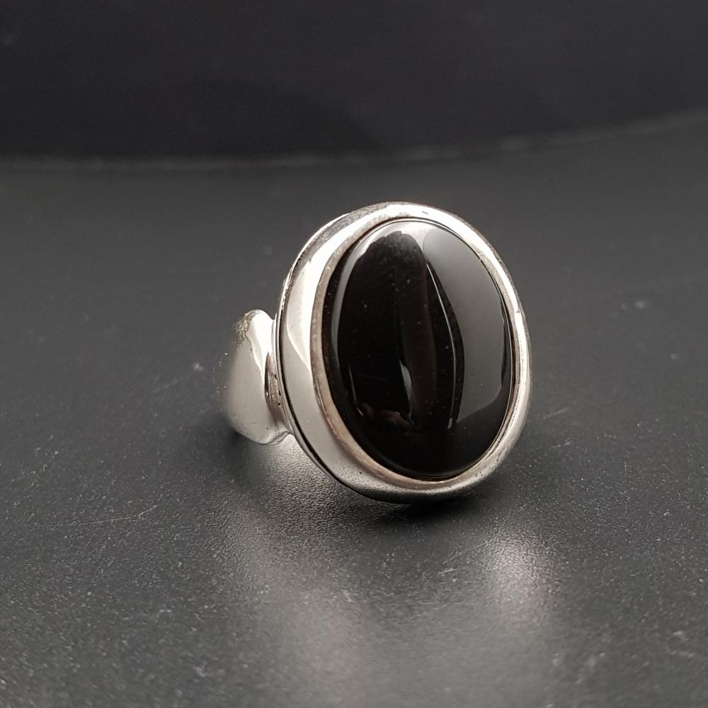 خاتم عقيق يماني طبيعي فضة عيار 925