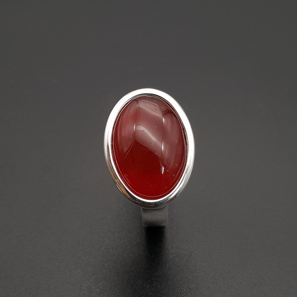خاتم ملكي عقيق يماني احمر طبيعي فضة عيار 925