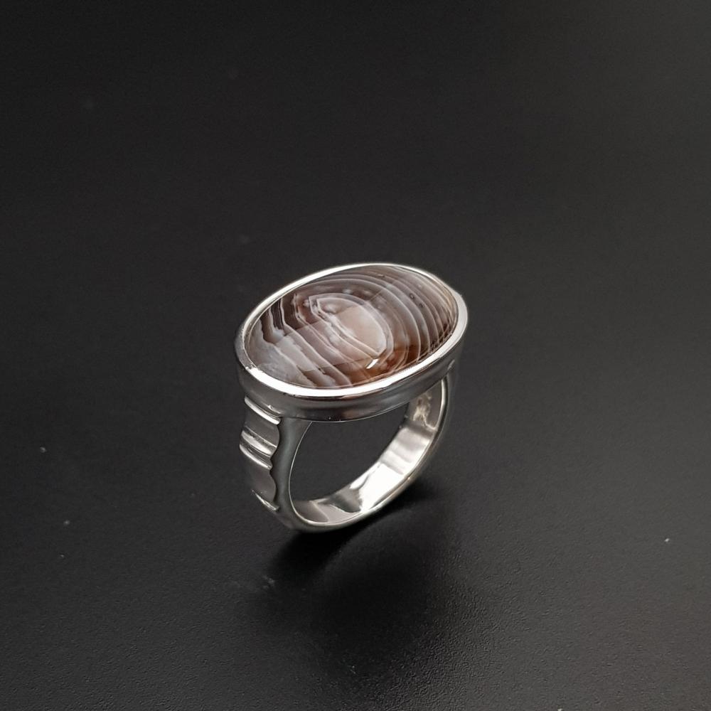 خاتم عقيق بوتسوانا افريقي نوادر فضة عيار 925