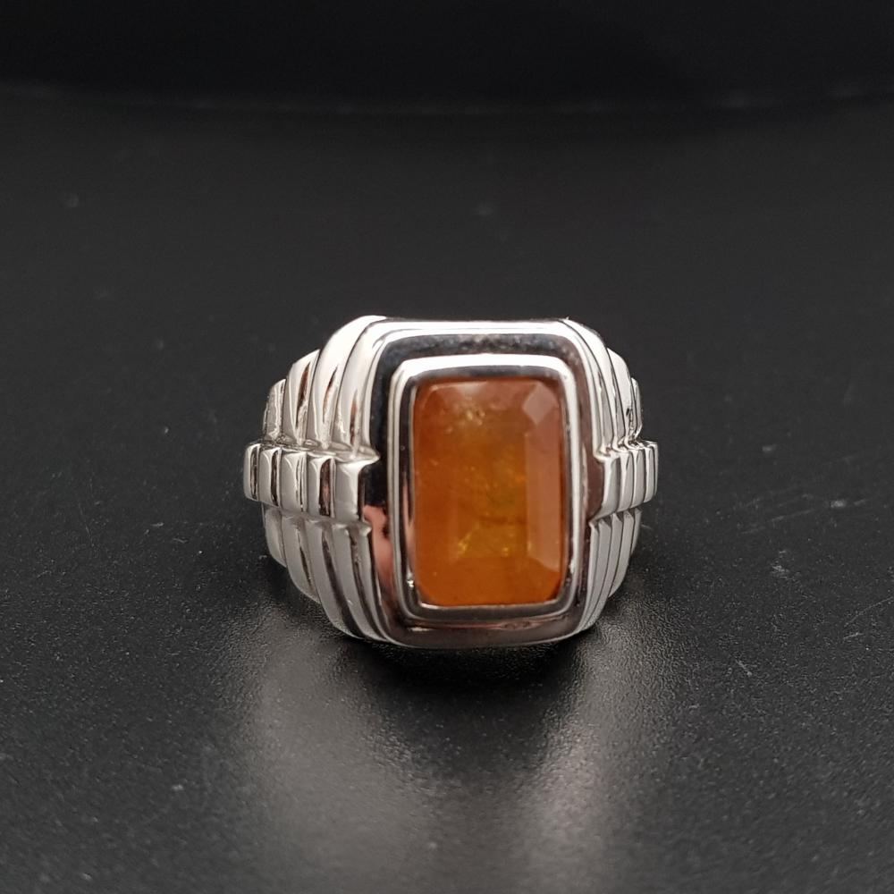 خاتم ياقوت اصفر افريقي طبيعي فضة عيار 925