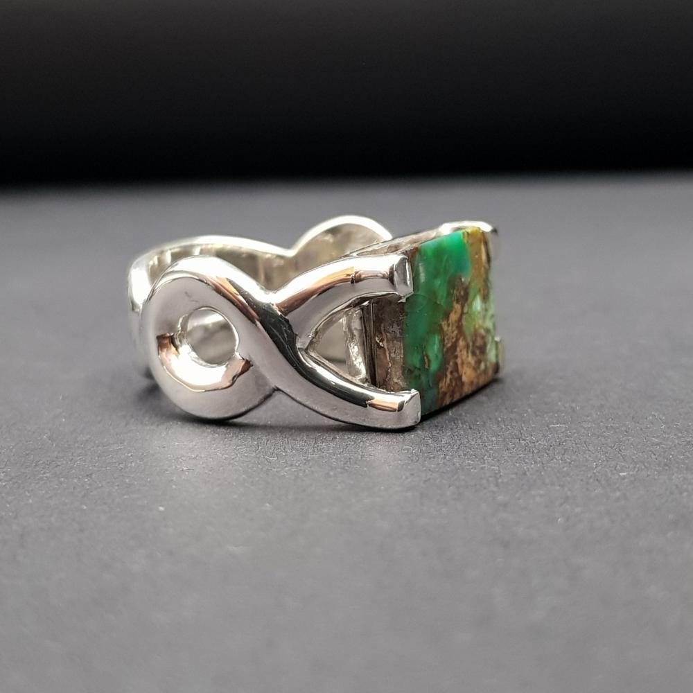 خاتم بحجر الفيروز النيشابوري فضة عيار 925