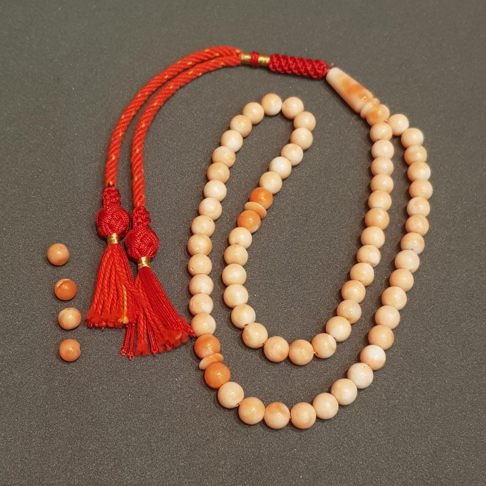 سبحة مرجان وردي طبيعي