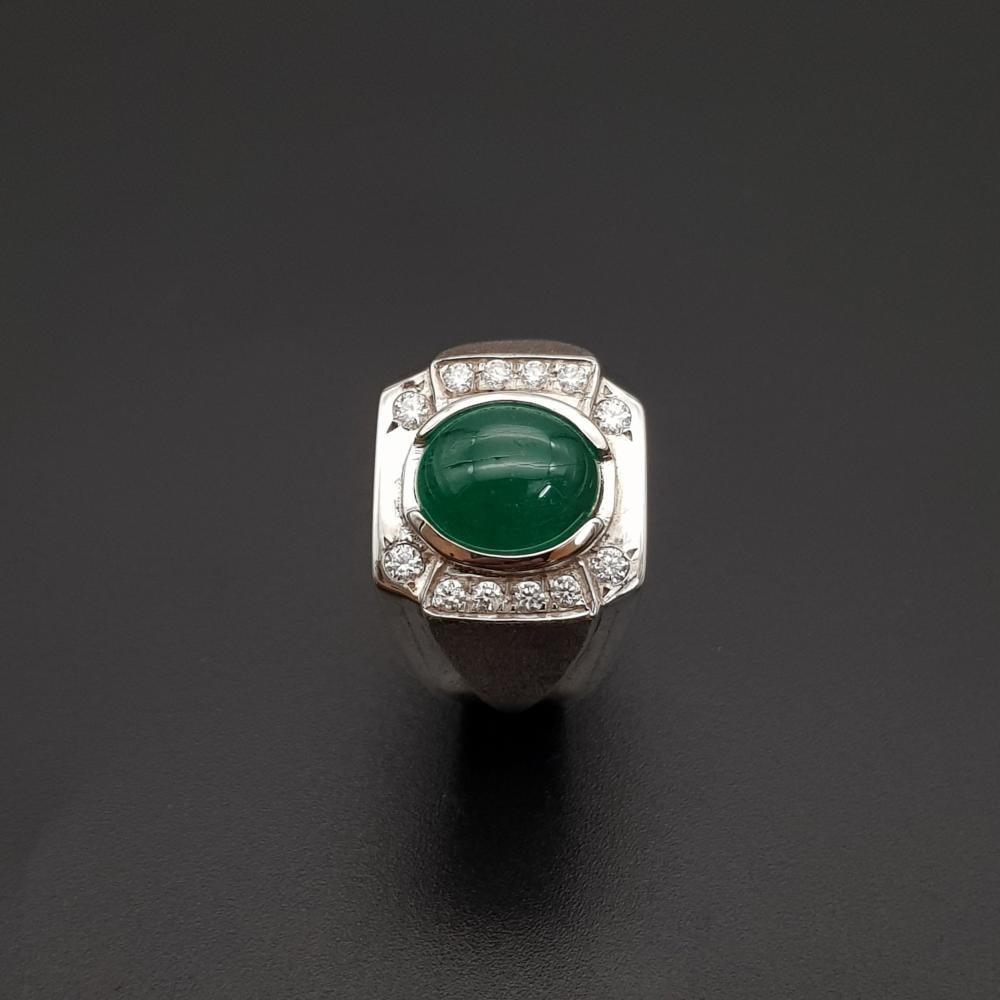 خاتم زمرد طبيعي بشهادة مختبرات MT