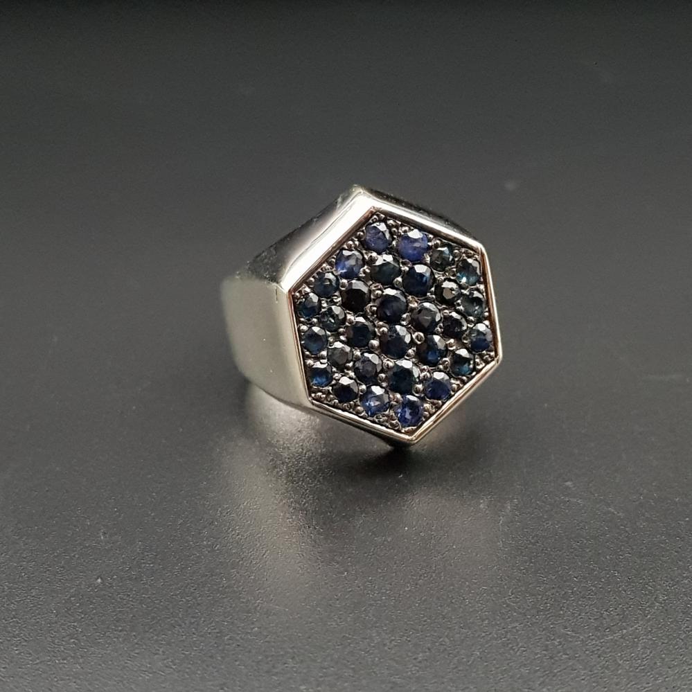 خاتم فضة بأحجار الزفير الطبيعي