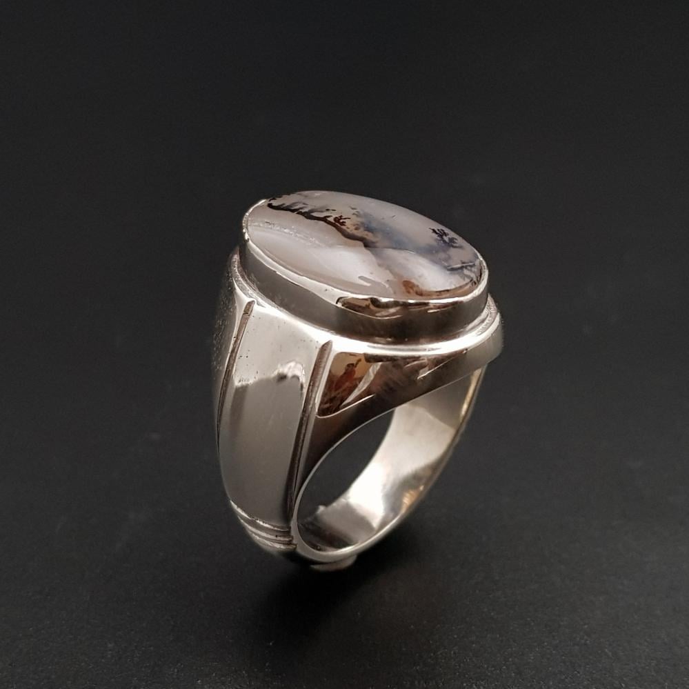 خاتم عقيق يماني مميز طبيعي فضة عيار 925